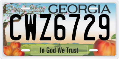 GA license plate CWZ6729