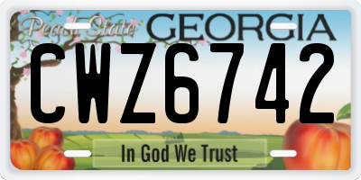 GA license plate CWZ6742