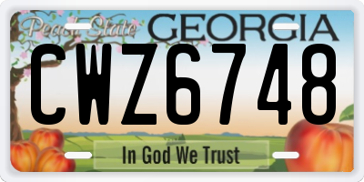 GA license plate CWZ6748