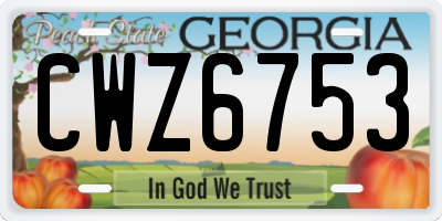 GA license plate CWZ6753