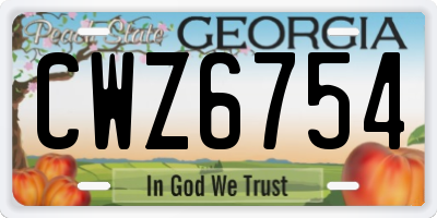 GA license plate CWZ6754