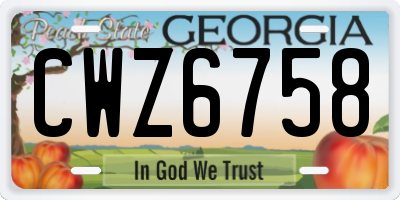 GA license plate CWZ6758