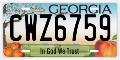 GA license plate CWZ6759