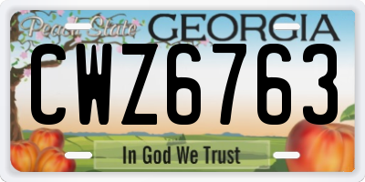 GA license plate CWZ6763