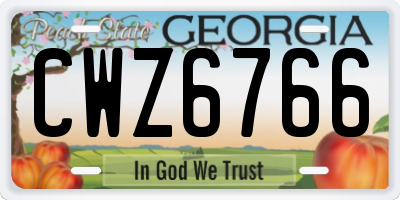 GA license plate CWZ6766