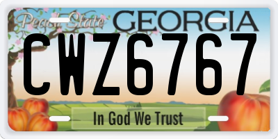 GA license plate CWZ6767