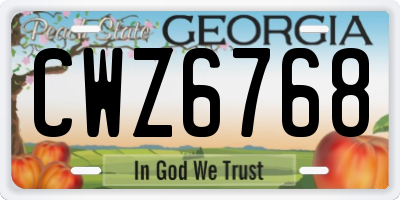 GA license plate CWZ6768