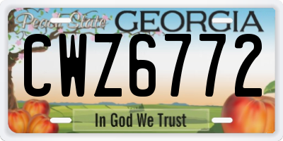 GA license plate CWZ6772