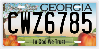 GA license plate CWZ6785
