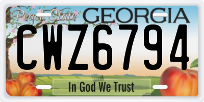 GA license plate CWZ6794