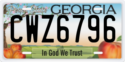 GA license plate CWZ6796