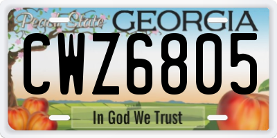 GA license plate CWZ6805