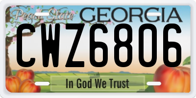 GA license plate CWZ6806