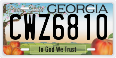 GA license plate CWZ6810