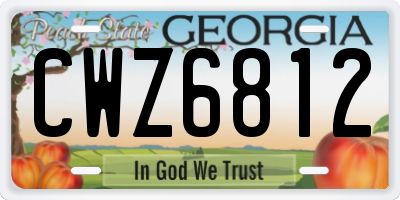 GA license plate CWZ6812