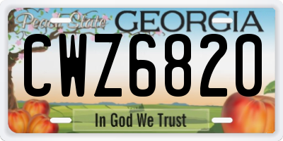 GA license plate CWZ6820