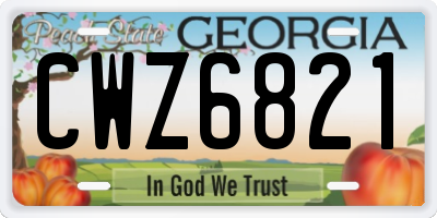 GA license plate CWZ6821