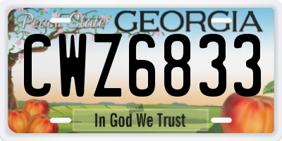 GA license plate CWZ6833