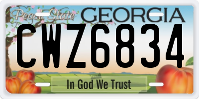 GA license plate CWZ6834