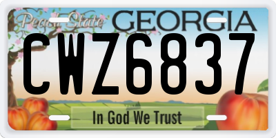 GA license plate CWZ6837