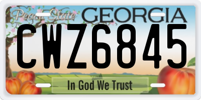 GA license plate CWZ6845