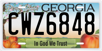 GA license plate CWZ6848