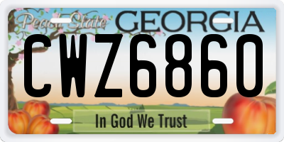 GA license plate CWZ6860