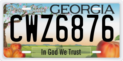 GA license plate CWZ6876
