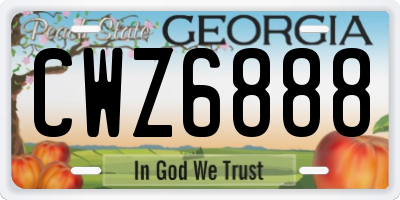 GA license plate CWZ6888