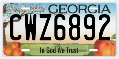 GA license plate CWZ6892