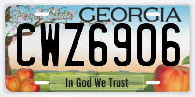 GA license plate CWZ6906