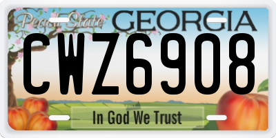 GA license plate CWZ6908