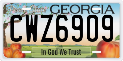 GA license plate CWZ6909