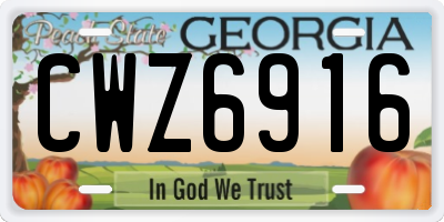 GA license plate CWZ6916