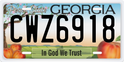 GA license plate CWZ6918