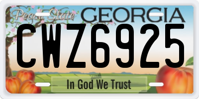 GA license plate CWZ6925