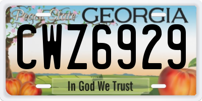 GA license plate CWZ6929