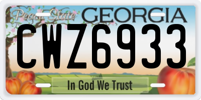GA license plate CWZ6933