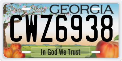 GA license plate CWZ6938