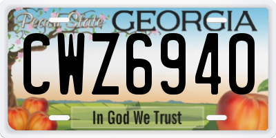 GA license plate CWZ6940