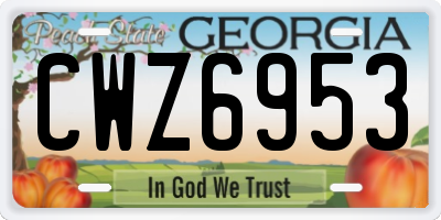 GA license plate CWZ6953