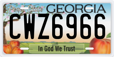 GA license plate CWZ6966