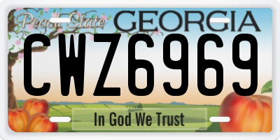 GA license plate CWZ6969
