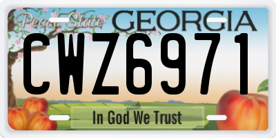 GA license plate CWZ6971