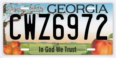GA license plate CWZ6972
