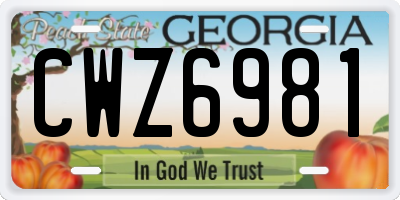 GA license plate CWZ6981