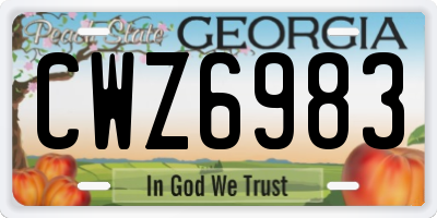 GA license plate CWZ6983