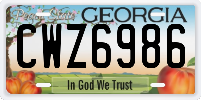 GA license plate CWZ6986