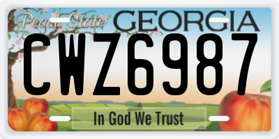 GA license plate CWZ6987