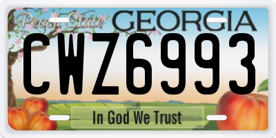 GA license plate CWZ6993